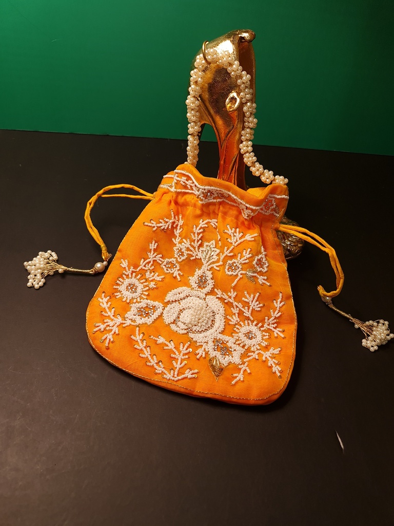 Original zardosi and parsi gara embroided potli bag