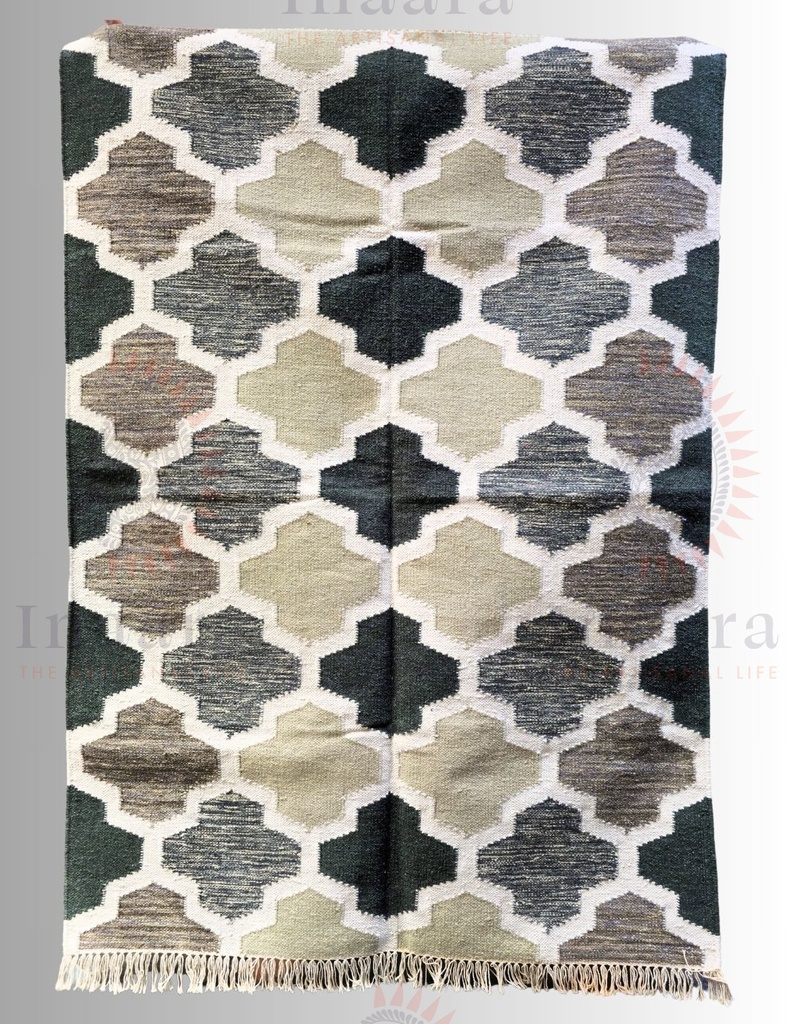 Arbi Wool Dhurrie -Slate Tones(6x4ft)