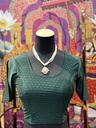 Crop Saree Blouse-Dark Green