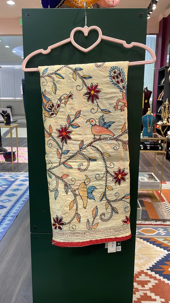 Kantha Stitch Dupatta on Dupion