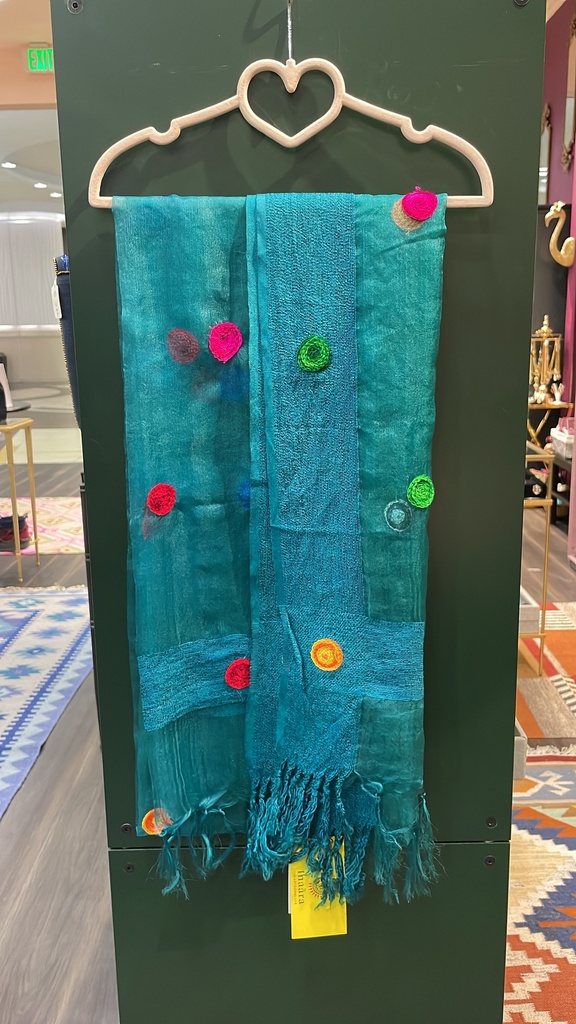Faux Organza Dupatta with Crotchet Patches