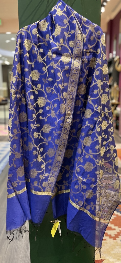 Cottonsilk Banarasi Dupatta Mughal Blue