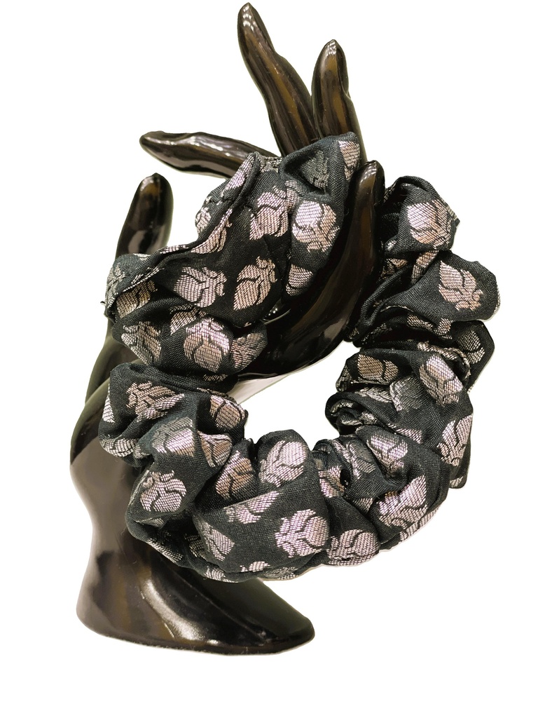 Scrunchie Cotton Fabric-Small black/gray