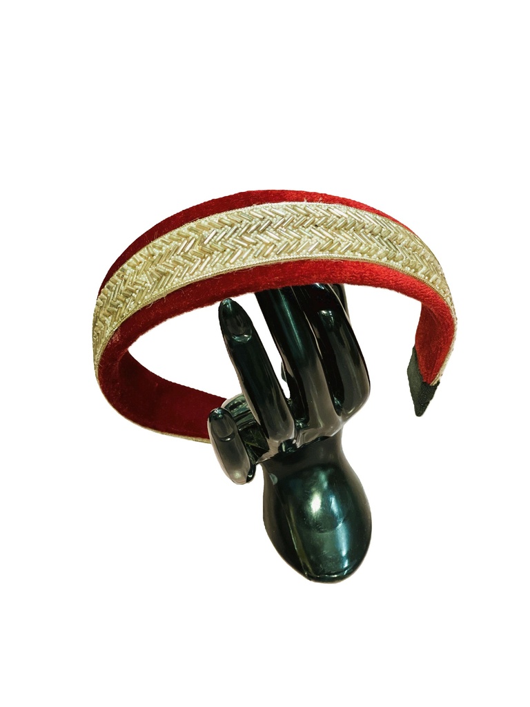 Baroque hand embroidered hairband-brown 