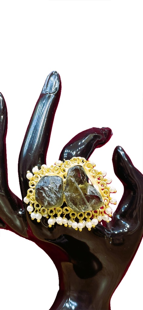 Raw Black Onyx Stone Ring