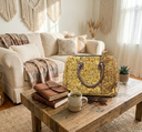 Sanganeri Print Dhurrie Bag- Yellow