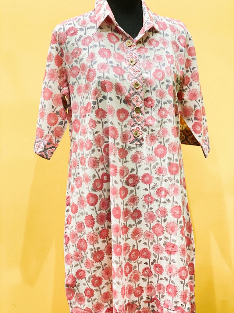 Blockprinted collared tunic