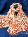 Fine Wool Stole/Scarf- Orange Print
