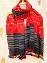 Fine Wool Kutchi Shawl- Red/Black