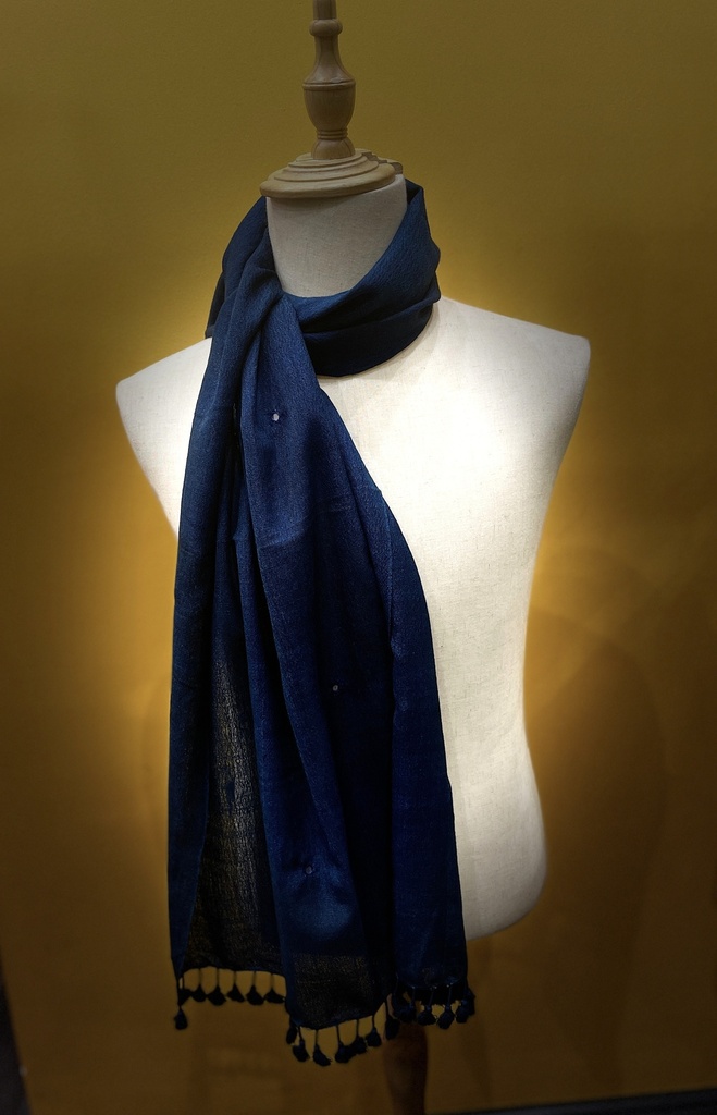 Fine Wool Bhujodi Stole- Blue