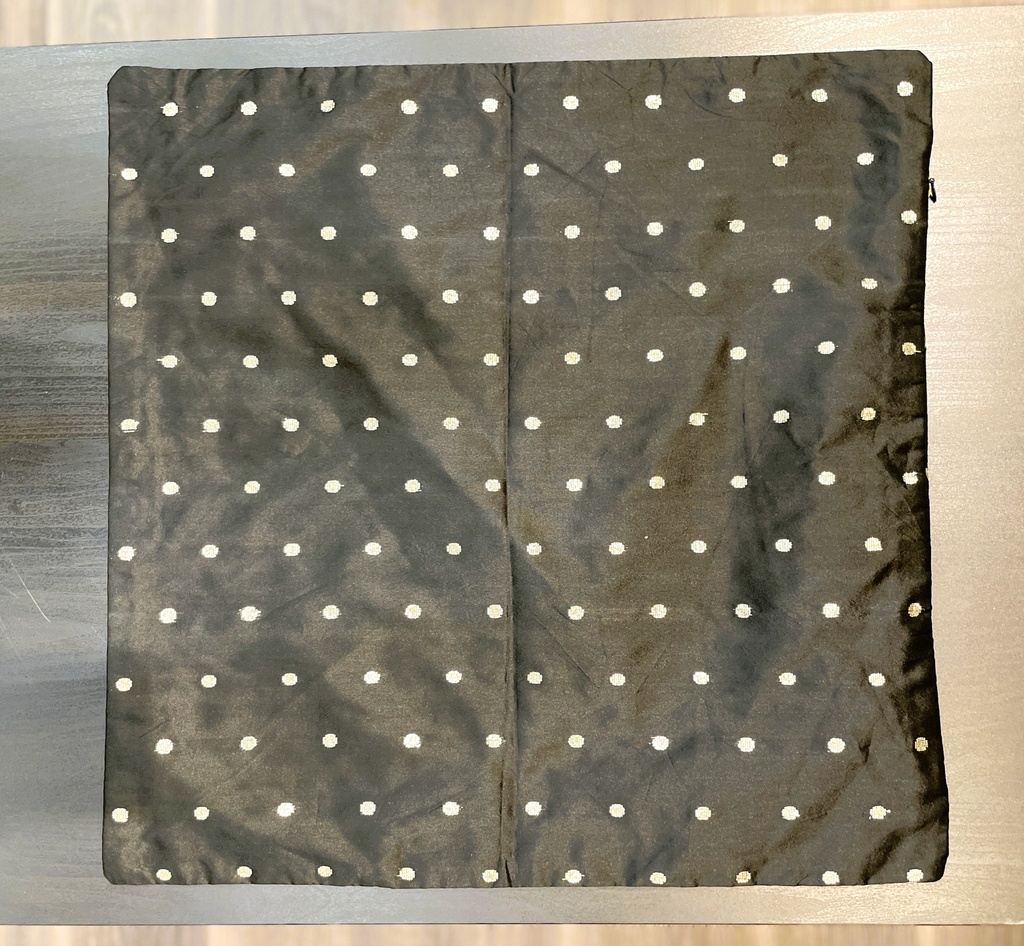 Polka Dots Cushion Cover-Black