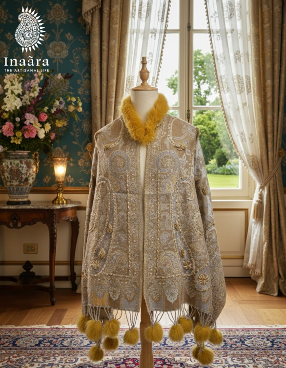 Kashmiri Natural Fur Poncho