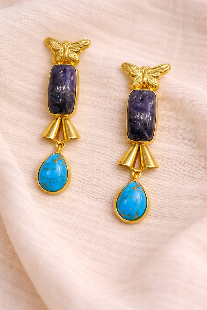 Lapiz Lazuli Butterfly Danglers