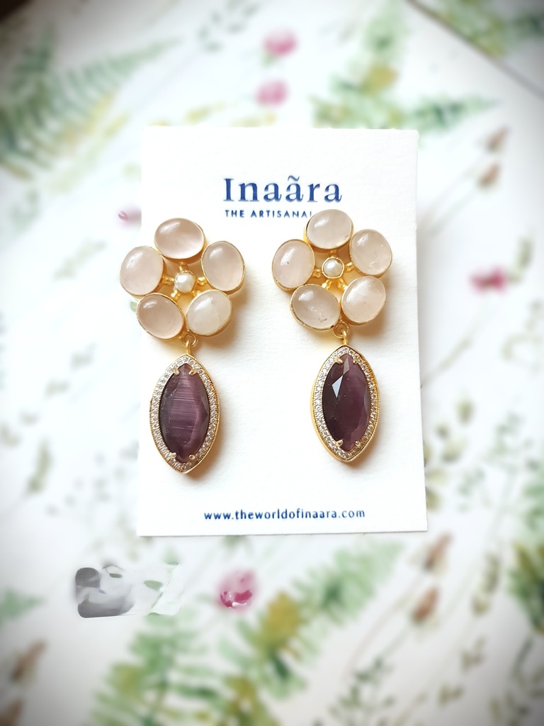amethyst with moonstone earrings