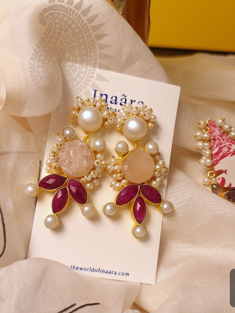Stylized Rose Quartz Earrings