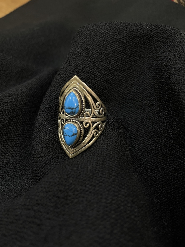 Turquoise Silver Plated Tribal Ring