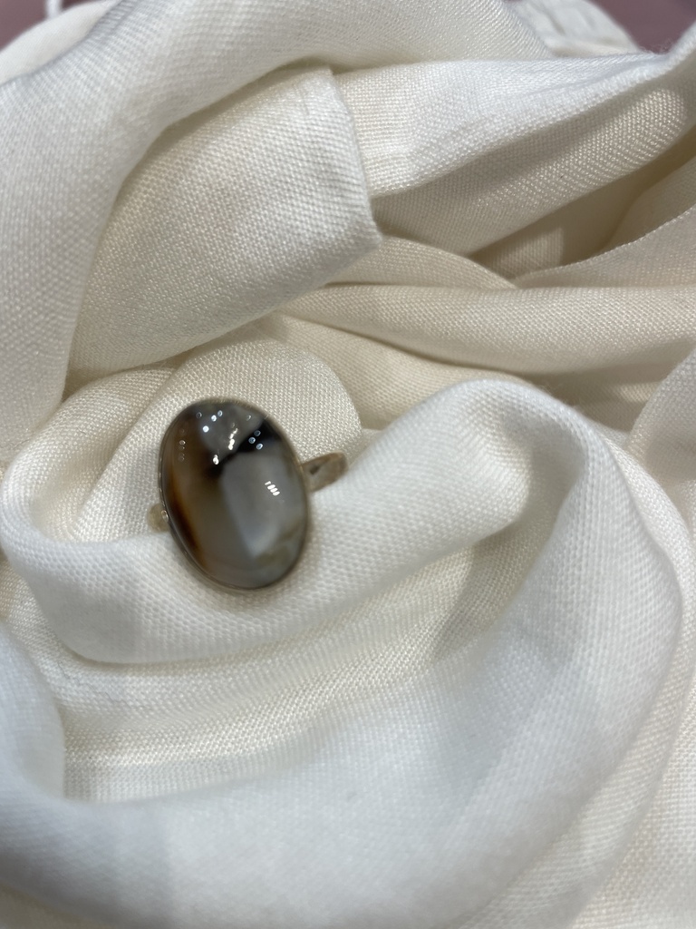 Aqeeq Stone Silver Polish Ring
