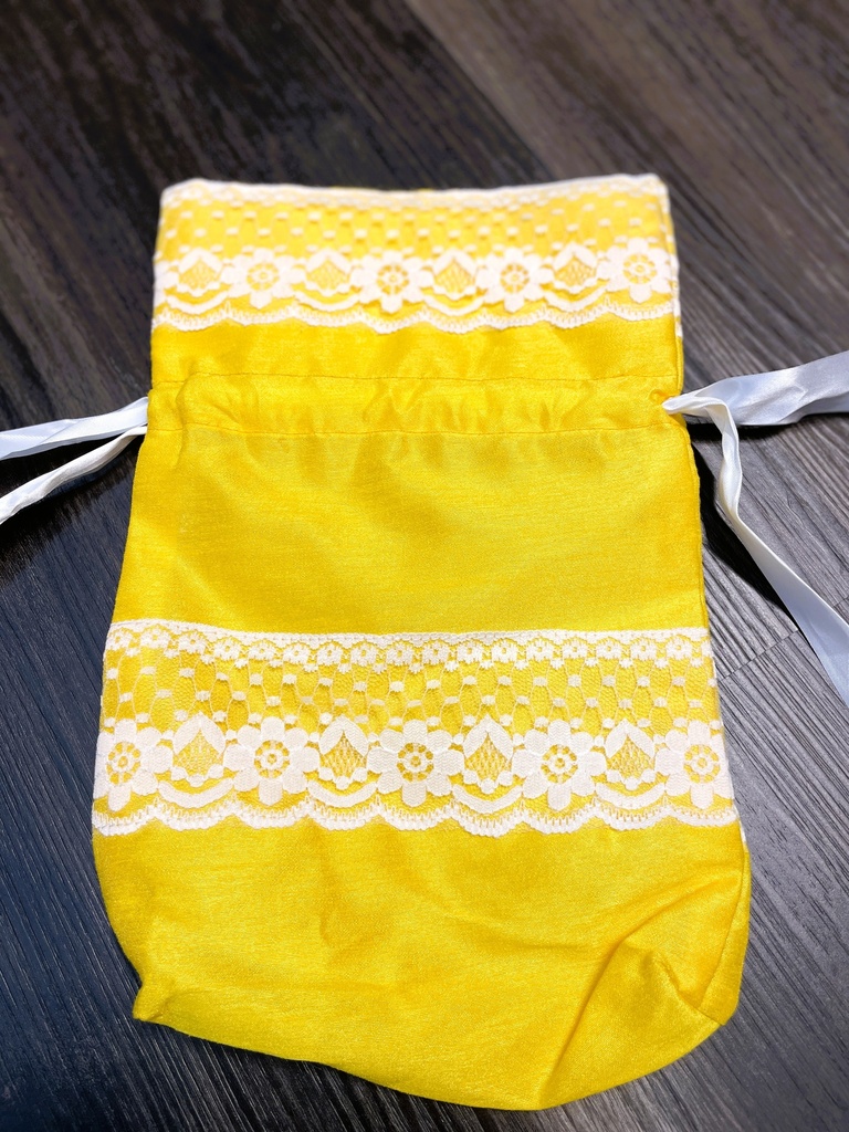 Potli Gift Pouch w/Lace-Yellow