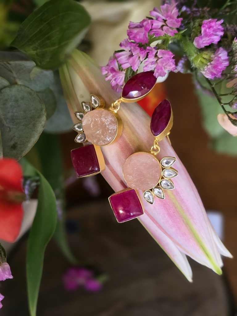Agate & Rose Quartz Handcrafted Earrings