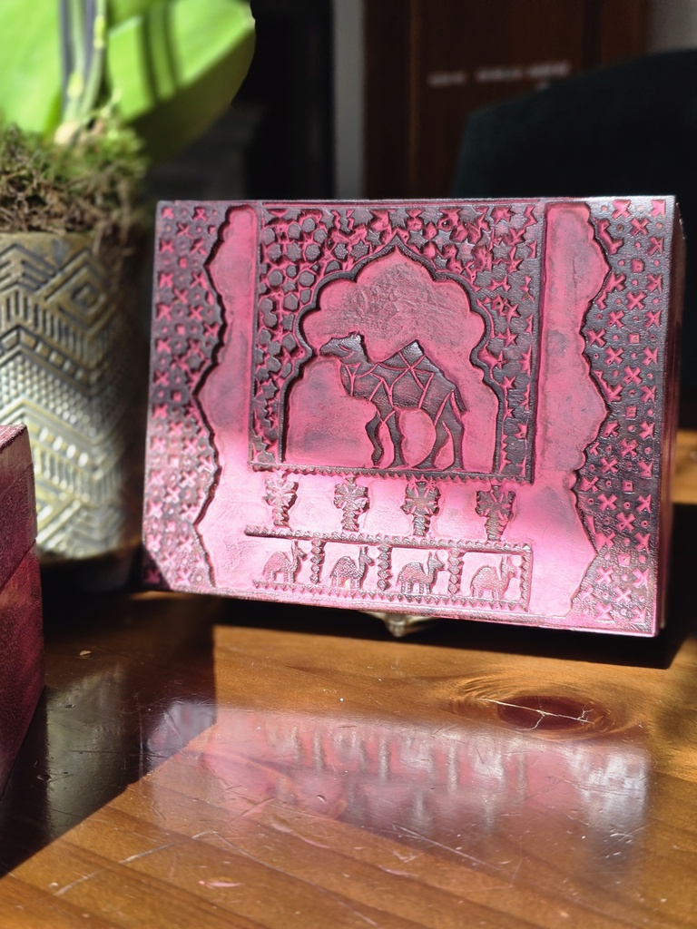Badawi Handcarved Box by Studio Inaara-Pink