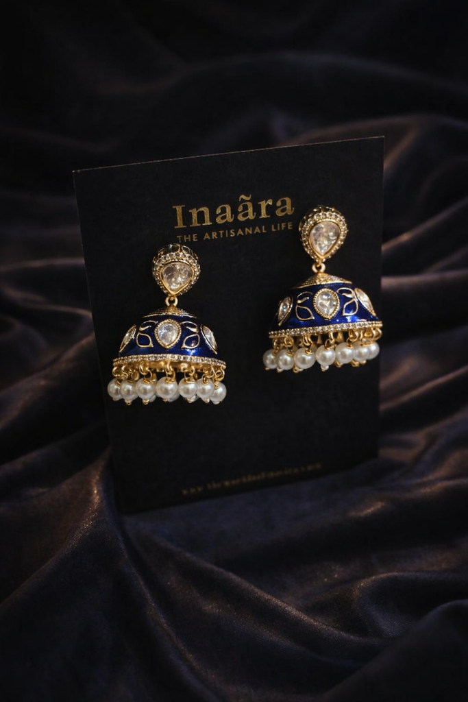 High gold meenakari jhumkas