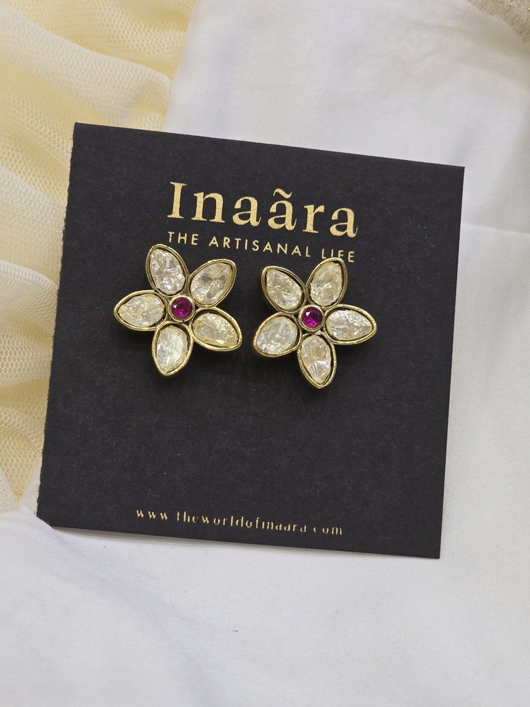 Floral Polki Stud Earrings