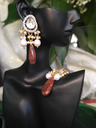 Mossainate gemstone teardrop danglers