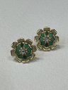 Round Floral Emerald Moissanite Earring