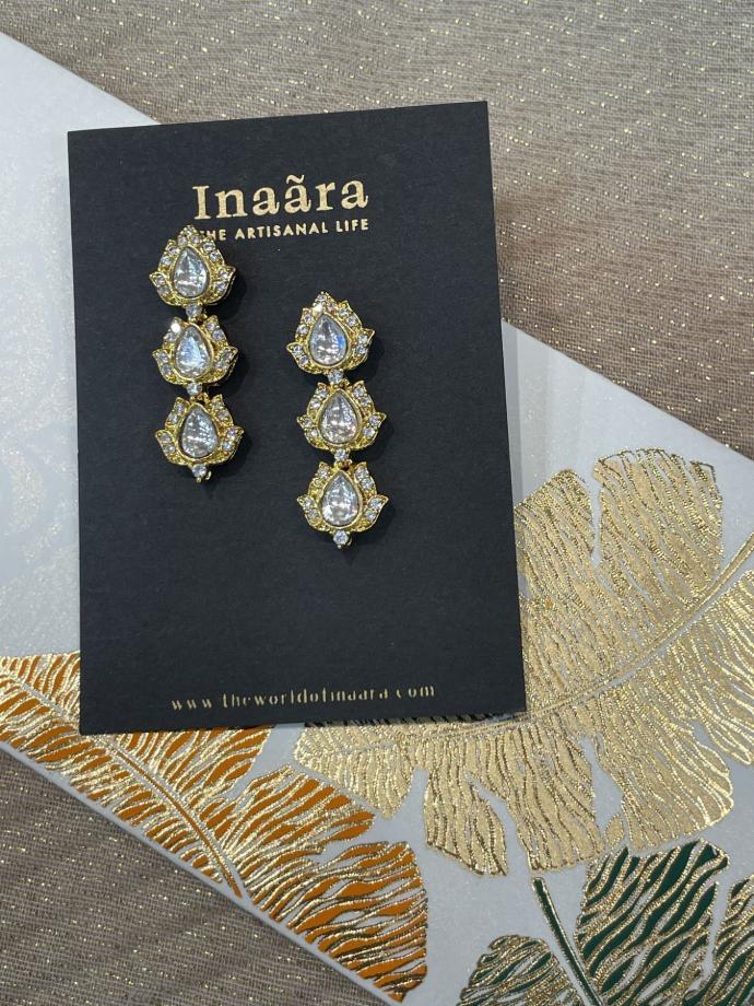Gold-toned Lotus Drop Earrings