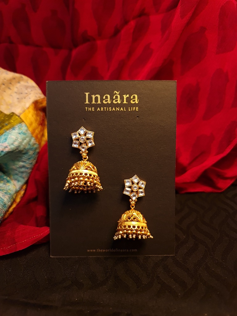 Gold Plated Kundan Jhumkas