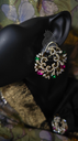 Nina Flower Stud Earring(Red&Green)