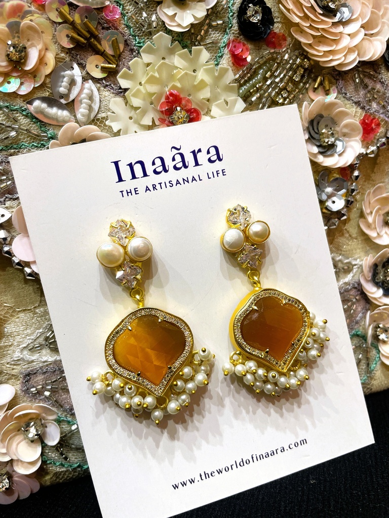 Monalisa Stone w/Pearls Earrings