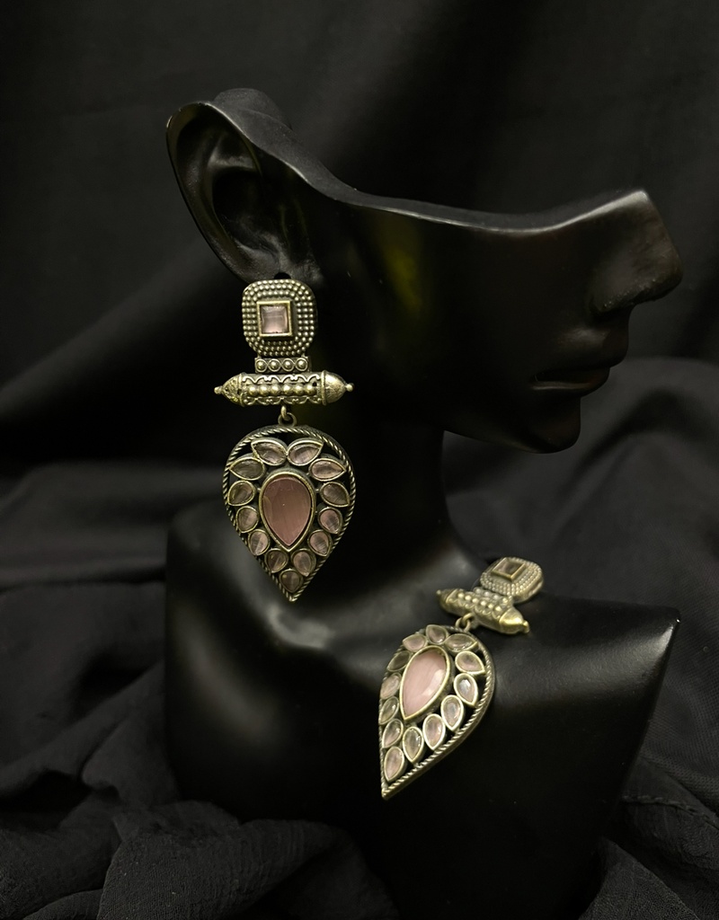 Teardrop Pink Stone Earrings