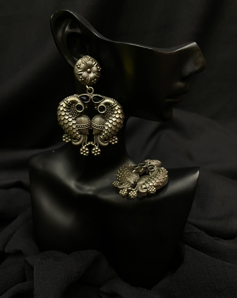 Owl Motif Silver-Toned Earrings