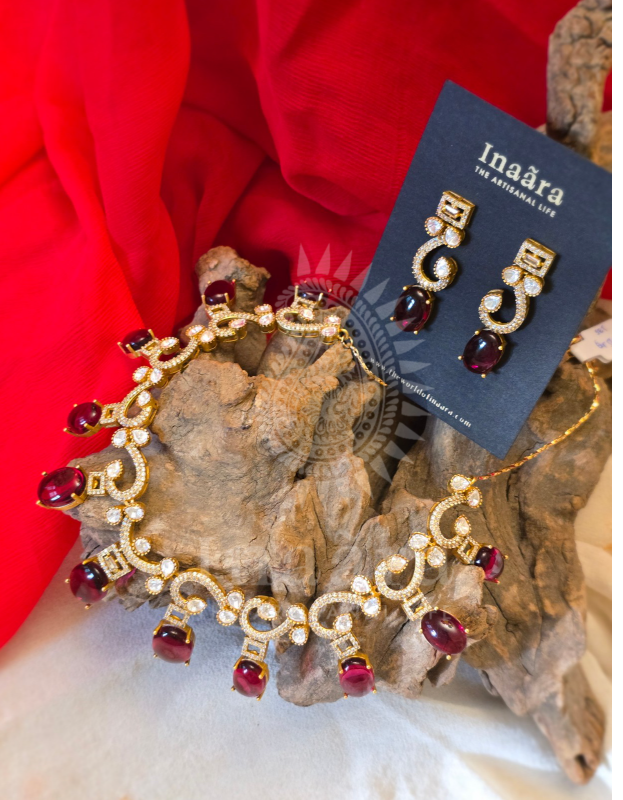 Gold-Plated Polki Choker Set w/Ruby Stones