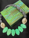 Chunky Beaded Necklace- Green & Gray