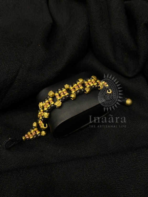 Dhokra Handcrafted Two-Tone Beads Brass Bracelet