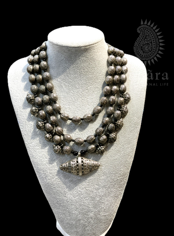 Kuchi Tribal Oxidized Multi-Layered Necklace