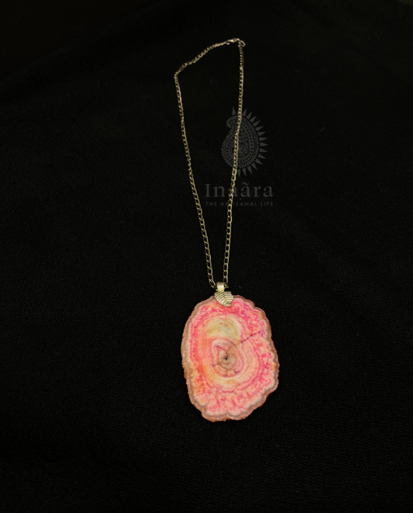 Pink Agate Big Slice Necklace