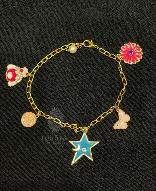 Whimsical Gold Toned Charm Bracelet