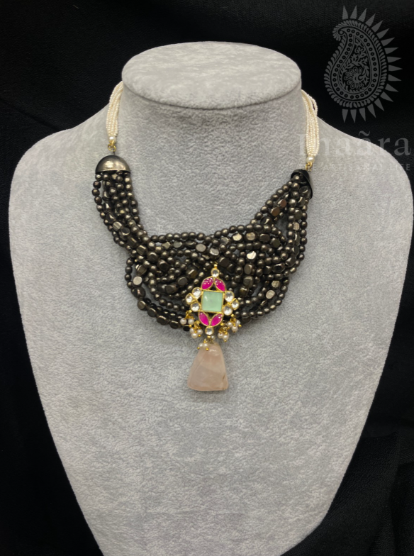 Handcrafted Fusion Necklace w/Gold Plated Elements