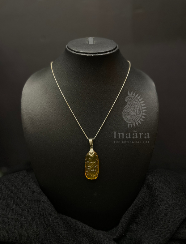 Yellow Citrine Rough Pendant Necklace