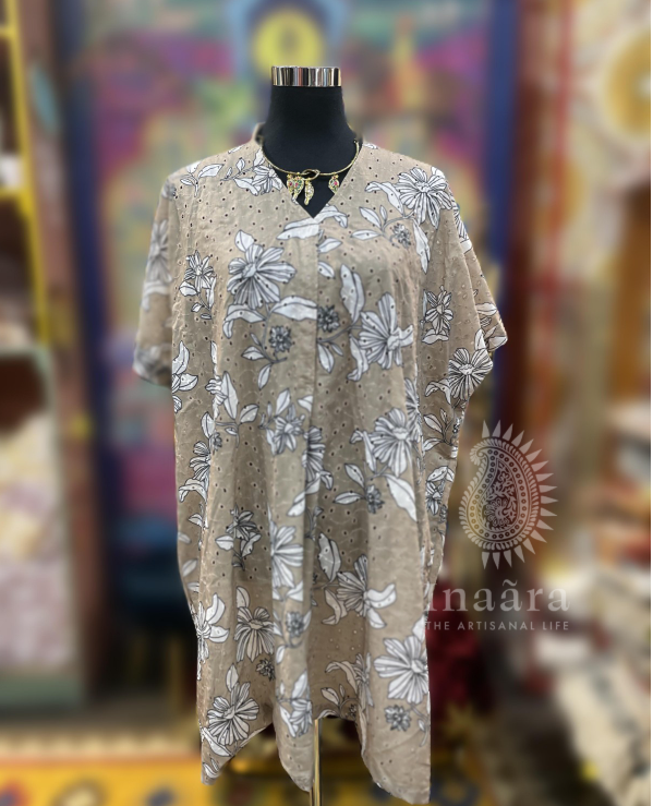 Schiffli Floral Kaftan - clay