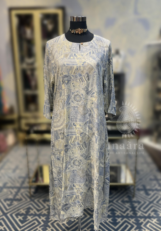 Saloone Dress- Blue/Gray