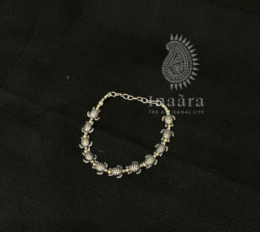 Silver-Toned Turtle Link Bracelet