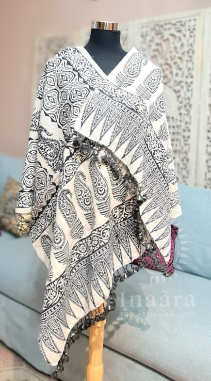 Block Print Bhujodi Stole-Paisley