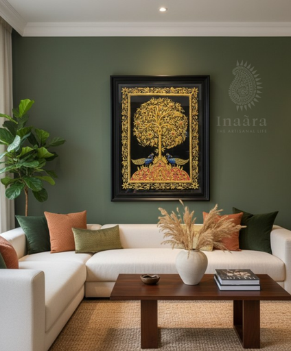 Zardozi Golden Floral Tapestry Artwork (60x74cm) (copy)