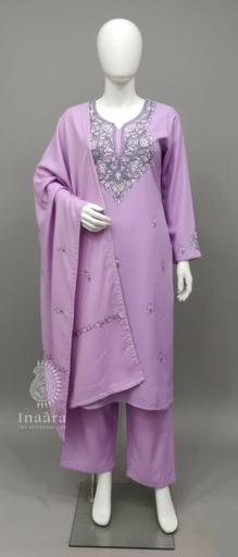 Embroidered Lavender Ethnic Suit - 3pc
