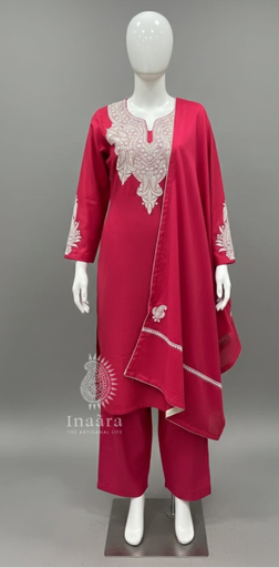 Embroidered Red Ethnic Suit- 3pc
