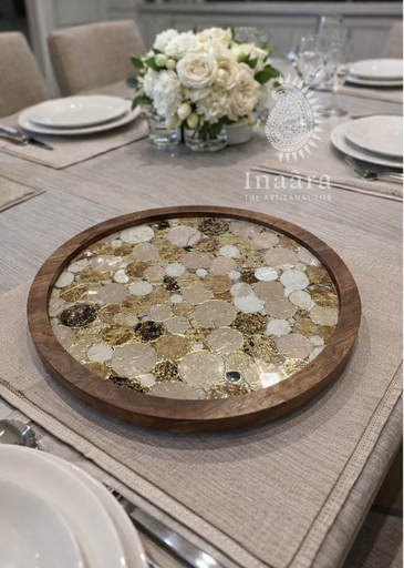 Raazi Lazy Susan- Brown/Gold